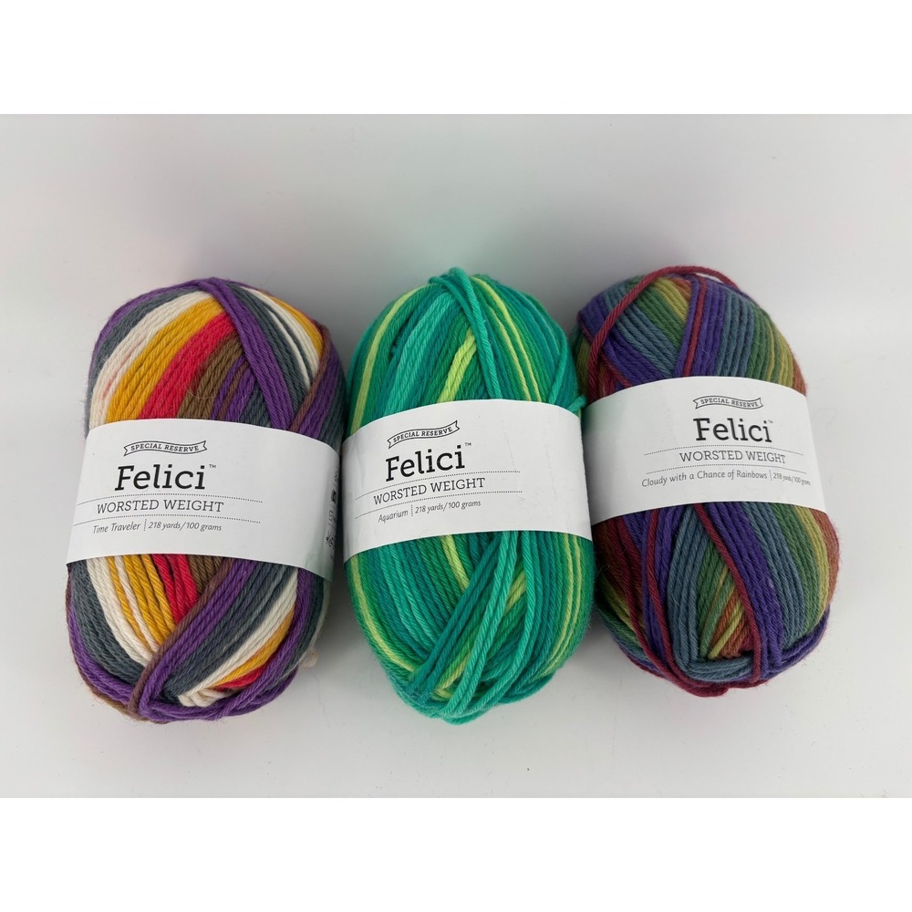 Knit Picks Felici Worsted Yarn Lot 3 Skeins Merino Wool Nylon Self Striping